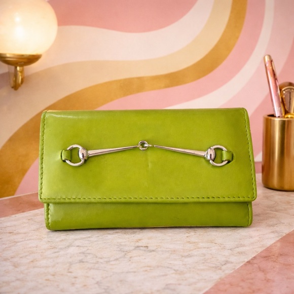 GUCCI Rare Horse Bit Patent Leather Keychain & Card Holder Margarita Color! - Picture 4 of 16